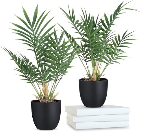 2 Pack Fake Plant with Pot 16" Desk Plant Artificial Potted Faux Plants for Office Desk Shelf Home Farmhouse Decor (Bamboo Leaf) in Saudi Arabia