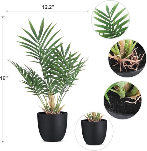 2 Pack Fake Plant with Pot 16" Desk Plant Artificial Potted Faux Plants for Office Desk Shelf Home Farmhouse Decor (Bamboo Leaf) in Saudi Arabia