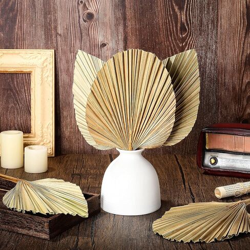 5 Pieces Natural Dried Palm Leaves Real Palm Leaves Decor Boho Palm Fans Tropical Palm Flowers Dried Palm Spears Heart Oval Shape Dried Palm Leaves for Wedding House Party Kitchen Decoration (Brown) in Saudi Arabia