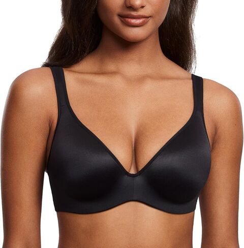 DOBREVA Women's Lightly Padded Bra T Shirt Plus Size Underwire Support Plunge Full Coverage Bras Cushioned Straps in Saudi Arabia