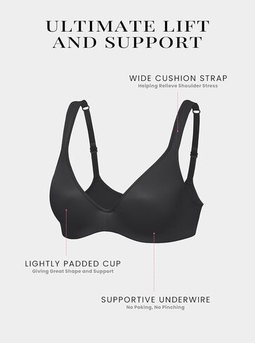 DOBREVA Women's Lightly Padded Bra T Shirt Plus Size Underwire Support Plunge Full Coverage Bras Cushioned Straps in Saudi Arabia