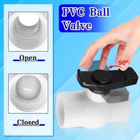 صمام كروي PVC مقاس 1-1/2 بوصة من FANOVO، صمام كروي كامل التدفق، قطعتان من صمام الكرة SCH40 NPT ملولب مع سهولة التدوير ومقبض ممتاز، مصنف عند 150 رطل لكل بوصة مربعة، لنظام التحكم في المياه المتنوع in Kuwait
