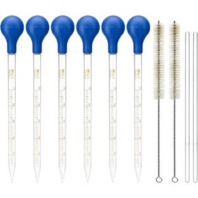 QWORK Glass Droppers Pipettes Graduated Lab Dropper Set, 10 ml Capacity with Large Rubber Caps Glass Liquid Pipette in Saudi Arabia