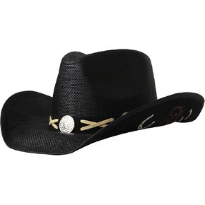 Wildarms Western Cowboy Hat for Women Men Wide Brim Woven Straw Cowboy Hat for Men Cowgirl Exquisite Decoration Band in Saudi Arabia