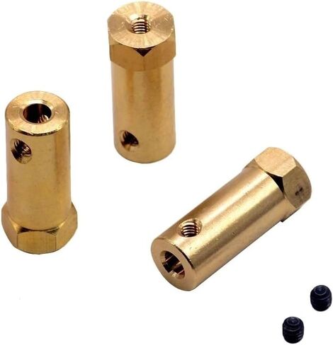 5pcs Hexagonal Brass Coupling 3mm 4mm 5mm 6mm 7mm 8mm Motor Shaft Copper Connector Coupler 30mm Length Screw Coupler(3MM Inner bore) in Saudi Arabia