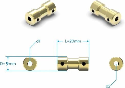 1pc Brass Rigid Coupling Motor Shaft Sleeve Coupler Motor Connector(3.17mm to 4mm) in Saudi Arabia