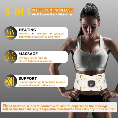 Ab Stimulator Muscle Toner, Abs Stimulator Abdominal Massage Belt with Heat for Belly Fat Burning & Cellulite Melting & Stomach Smooth Firming, Lower Back Massager for Women Men Pain Relief Gifts in Kuwait