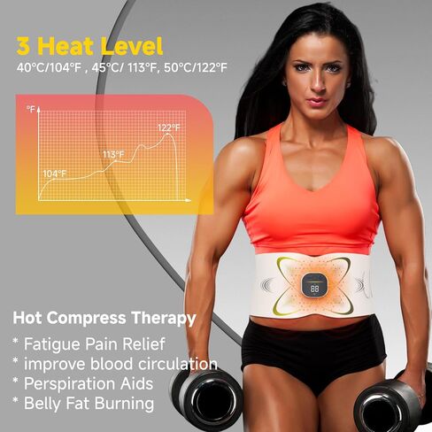 Ab Stimulator Muscle Toner, Abs Stimulator Abdominal Massage Belt with Heat for Belly Fat Burning & Cellulite Melting & Stomach Smooth Firming, Lower Back Massager for Women Men Pain Relief Gifts in Kuwait
