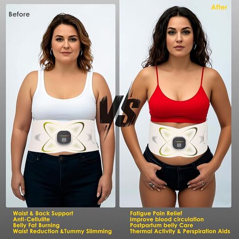 Ab Stimulator Muscle Toner, Abs Stimulator Abdominal Massage Belt with Heat for Belly Fat Burning & Cellulite Melting & Stomach Smooth Firming, Lower Back Massager for Women Men Pain Relief Gifts in Kuwait