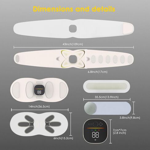 Ab Stimulator Muscle Toner, Abs Stimulator Abdominal Massage Belt with Heat for Belly Fat Burning & Cellulite Melting & Stomach Smooth Firming, Lower Back Massager for Women Men Pain Relief Gifts in Kuwait