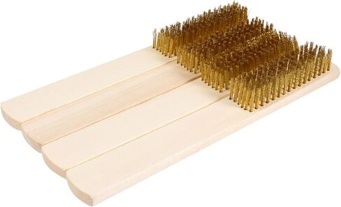 Amosfun 4pcs Copper Wire Cleaning Brush Set Heavy Duty Rust Removal and Surface Cleaning Tools Wooden Handles Multifunctional Wire Brushes for Household Use in Saudi Arabia