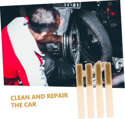 Amosfun 4pcs Copper Wire Cleaning Brush Set Heavy Duty Rust Removal and Surface Cleaning Tools Wooden Handles Multifunctional Wire Brushes for Household Use in Saudi Arabia