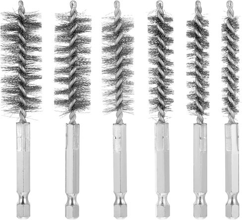 6 Pcs Copper Tube Cleaner 6 Sizes Stainless Steel Cleaning Tube Brushes Set wtih Hex Shank Twisted Wire Bore Brush Attachments for Power Drill (8/10/12/15/17/19 mm) in Saudi Arabia