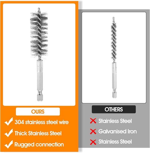 6 Pcs Copper Tube Cleaner 6 Sizes Stainless Steel Cleaning Tube Brushes Set wtih Hex Shank Twisted Wire Bore Brush Attachments for Power Drill (8/10/12/15/17/19 mm) in Saudi Arabia