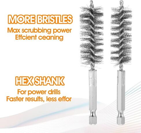 6 Pcs Copper Tube Cleaner 6 Sizes Stainless Steel Cleaning Tube Brushes Set wtih Hex Shank Twisted Wire Bore Brush Attachments for Power Drill (8/10/12/15/17/19 mm) in Saudi Arabia
