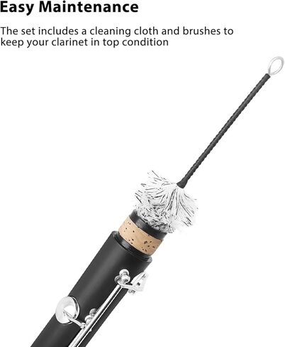 Btuty BB Clarinet ABS مجهر مع 10 قصب ، قماش تنظيف ، قفازات ، مفك البراغي ، قوس ، حقيبة يد ، فرشاة التنظيف - أداة خشبية Ebonite الاحترافية للطالب المبتدئين in Saudi Arabia
