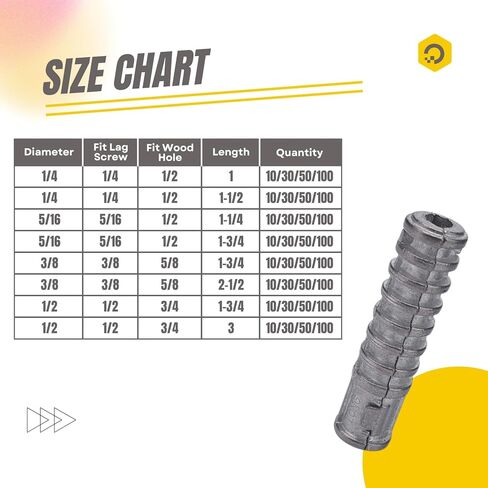 Party Animal 1/4 × 1 Lag Shield 10pcs مرساة درع التوسع مع مسامير تأخر رأس السداسي 1/4 × 1-14 "10pcs in Kuwait