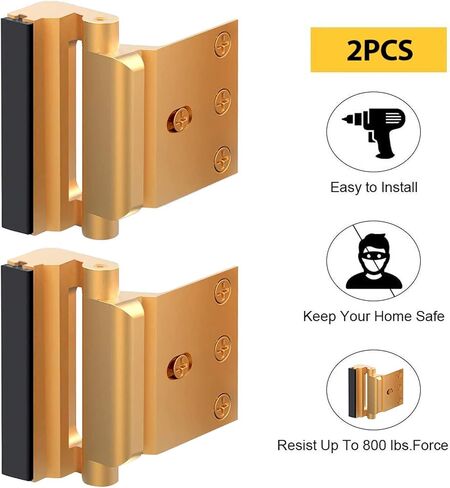 Home Security Door Lock Door Reinforcement Lock Stop Withstand 800 Lbs Upgrade Lock Defender Hardware(1pc Black) in Saudi Arabia