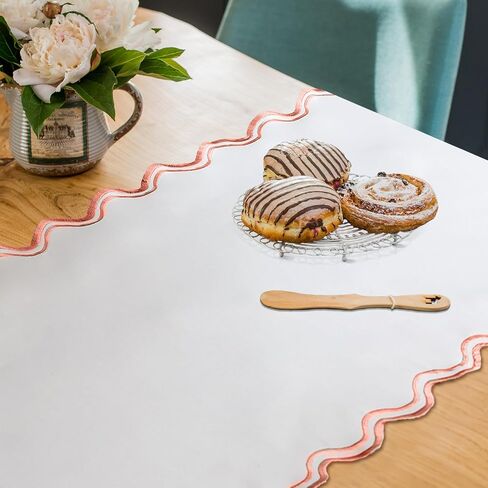 Scalloped Edge Table Runner 70 Inches Preppy Embroidery Edge Table Runner Cute Neutral Rustic Dining Decor for Kitchen (Dark Pink,Light Pink) in Saudi Arabia