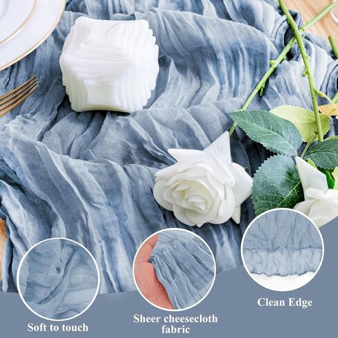 6 Pack Cheesecloth Table Runner - Sage Green Table Runner Boho Gauze Fabric Cheese Cloth Table Runners 35 x 120 Inch Rustic Sheer Runner for Romantic Wedding Table Decoration in Saudi Arabia