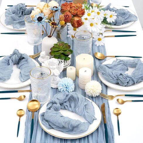 6 Pack Cheesecloth Table Runner - Sage Green Table Runner Boho Gauze Fabric Cheese Cloth Table Runners 35 x 120 Inch Rustic Sheer Runner for Romantic Wedding Table Decoration in Saudi Arabia