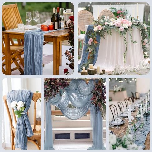 6 Pack Cheesecloth Table Runner - Sage Green Table Runner Boho Gauze Fabric Cheese Cloth Table Runners 35 x 120 Inch Rustic Sheer Runner for Romantic Wedding Table Decoration in Saudi Arabia