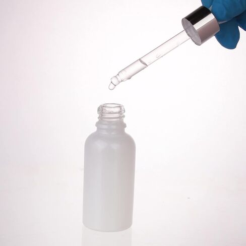 COSIDEA 20pcs Empty Pearly white Round 30ml 1oz Glass bottle with Bamboo dropper for Serum essence oil bottles container packing (Pearly white silver cap) in Kuwait