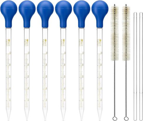 QWORK Glass Droppers Pipettes Graduated Lab Dropper Set, 10 ml Capacity with Large Rubber Caps Glass Liquid Pipette in Saudi Arabia