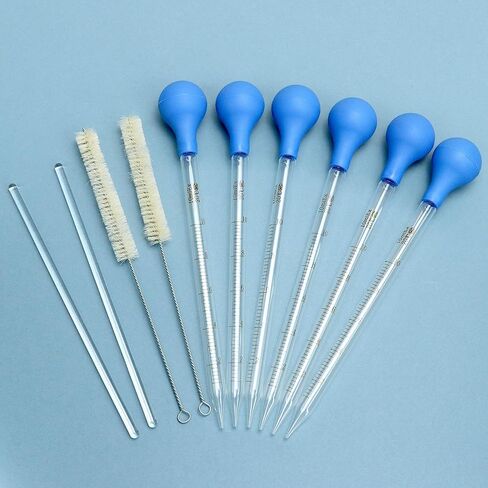 QWORK Glass Droppers Pipettes Graduated Lab Dropper Set, 10 ml Capacity with Large Rubber Caps Glass Liquid Pipette in Saudi Arabia