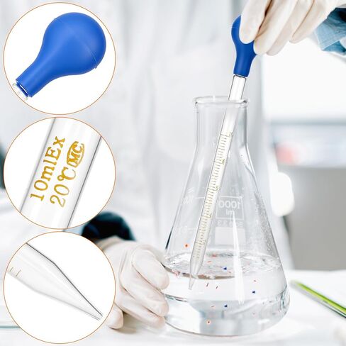 QWORK Glass Droppers Pipettes Graduated Lab Dropper Set, 10 ml Capacity with Large Rubber Caps Glass Liquid Pipette in Saudi Arabia
