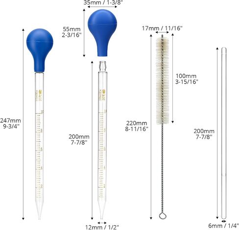 QWORK Glass Droppers Pipettes Graduated Lab Dropper Set, 10 ml Capacity with Large Rubber Caps Glass Liquid Pipette in Saudi Arabia