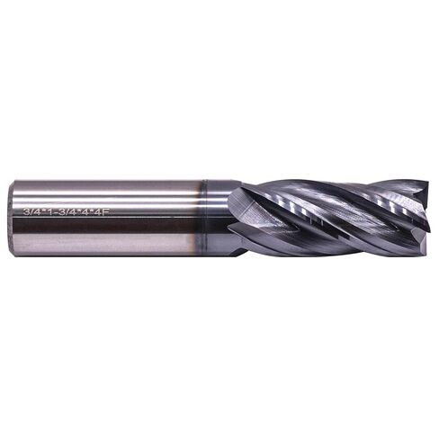 High Performance Solid Carbide End Mill - AlTiN Coated, Variable Helix, 4 Flute, Variable Geometry, 3/4" Cutting Diameter, 3/4" Shank Diameter, 1-3/4" Length of Cut, 4" Overall Length, Square End in Saudi Arabia