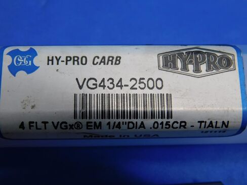 New OSG 1/4" O.D. TiAlN .015 Corner Radius Carbide END Mill 4 FL VG434-2500 .25 - JH2668TL1 in Saudi Arabia