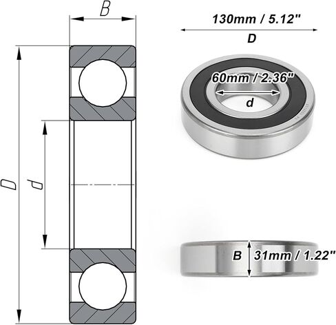 ACROPIX 6312DDU Deep Groove Ball Bearings P0 60x130x31mm Lubricated Bearings Double Rubber Seal Black Silver Tone Scooter Skateboard Wheel in Saudi Arabia