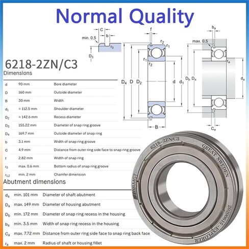 1Pcs Bearing 6218 6218-2RS 6218-2Z 6218-2ZN 6218NR 6218-2RSNR Deep Groove Ball Bearing(6218-2ZC3) in Saudi Arabia