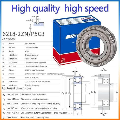 1Pcs Bearing 6218 6218-2RS 6218-2Z 6218-2ZN 6218NR 6218-2RSNR Deep Groove Ball Bearing(6218-2ZC3) in Saudi Arabia