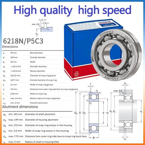 1Pcs Bearing 6218 6218-2RS 6218-2Z 6218-2ZN 6218NR 6218-2RSNR Deep Groove Ball Bearing(6218-2ZC3) in Saudi Arabia