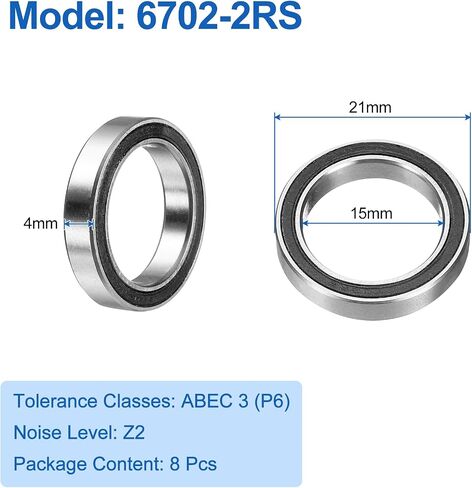 UXCELL 8PCS 6703-2RS BELL GROOVE BALL BELINGS 17X23X4MM MENTER BEARING DUBLE SELEDED PRESICIONS ، P6 (ABEC3) in Kuwait