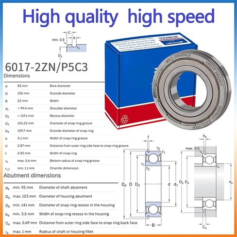 1Pcs Bearing 6017 6017-2RS 6017-2Z 6017-2ZN 6017NR 6017-2RSNR Deep Groove Ball Bearing(6017N-2ZP5C3) in Saudi Arabia