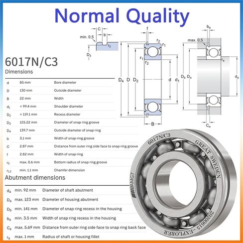 1Pcs Bearing 6017 6017-2RS 6017-2Z 6017-2ZN 6017NR 6017-2RSNR Deep Groove Ball Bearing(6017N-2ZP5C3) in Saudi Arabia