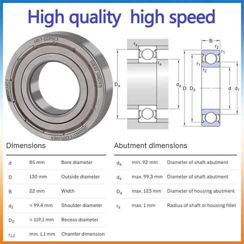 1Pcs Bearing 6017 6017-2RS 6017-2Z 6017-2ZN 6017NR 6017-2RSNR Deep Groove Ball Bearing(6017N-2ZP5C3) in Saudi Arabia