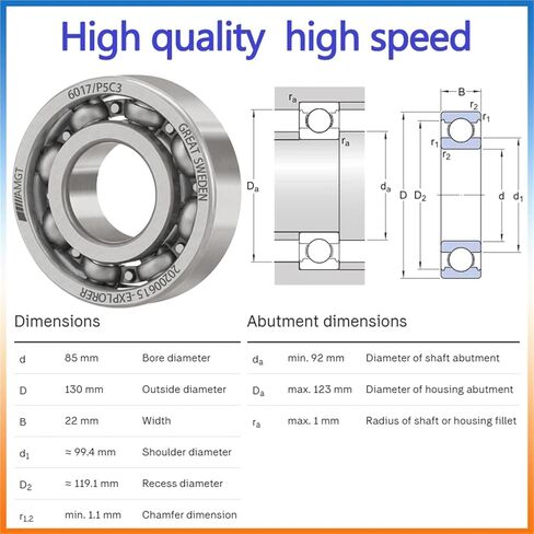 1Pcs Bearing 6017 6017-2RS 6017-2Z 6017-2ZN 6017NR 6017-2RSNR Deep Groove Ball Bearing(6017N-2ZP5C3) in Saudi Arabia