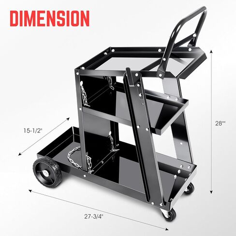 DNA Motoring Heavy-Duty 3 طبقات أكبر تخزين 360 درجة Sswivel عجلات وسلاسل أمان Storge مع تصميم مقبض العربة ، الأدوات السوداء-00465 in Saudi Arabia