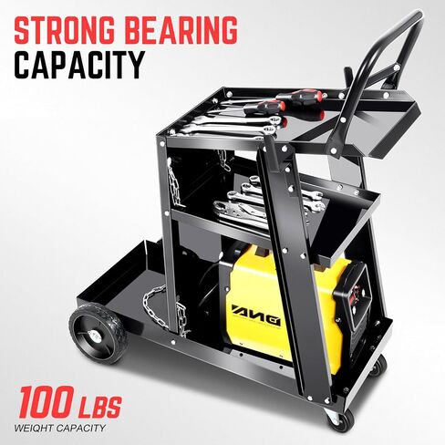 DNA Motoring Heavy-Duty 3 طبقات أكبر تخزين 360 درجة Sswivel عجلات وسلاسل أمان Storge مع تصميم مقبض العربة ، الأدوات السوداء-00465 in Saudi Arabia
