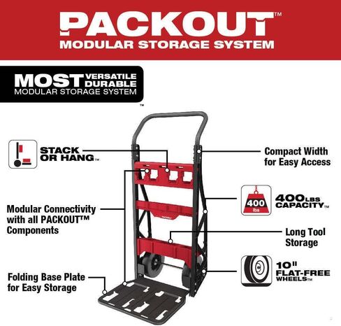 48-22-8415 لـ Milwaukee Packout العربة الثقيلة 2-WHEEL مع 400 رطل طول الوزن 12 في العرض 20 في الارتفاع 48 في in Kuwait