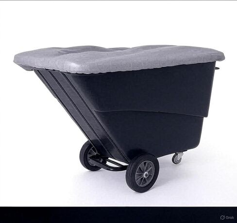 HG Maybeck Heavy-Duty VINYL TILT CART ، مادة فينيل 10 أوقية ، عربة ساحة مكعبة واحدة. الألوان المتاحة الملكية الأزرق الأبيض والرمادي in Kuwait