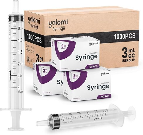 3mL Luer Slip Syringe (No Needle) | Sterile & Individually Wrapped | Professional, Industrial & Personal Use | 100 Pack | Yalomi in Kuwait