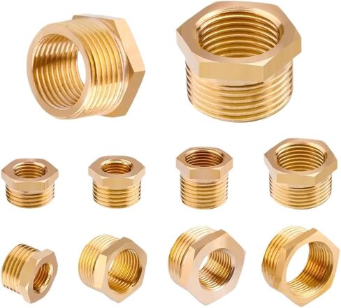 1pcs النحاس خرطوم تركيب السداسي السداسي جلبة M/F 1/8 "1/4" 3/8 "1/2" 3/4 "من الذكور إلى أنثى تغيير موصل الموصل (ذكر 10 إلى أنثى 04) in Kuwait