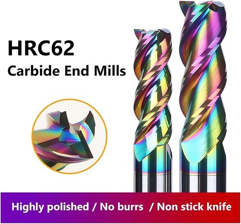 HRC62 3 Flute Carbide End Mills DLC Coated Tungsten for Aluminium Cutter Acrylic Wood Copper Plastic Cutter CNC Milling Cutter(6x30x6x100) in Saudi Arabia