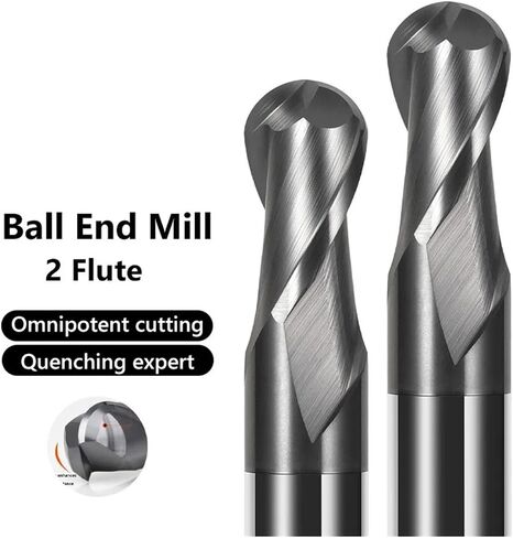 HRC70 Ball Nose End Mill 2 Flute Tungsten Carbide Cutter CNC Router Bit Milling Cutters Tool R0.5 2 4 6 8 10 12 Metal Cutter(1PCS,R2.0x4x75) in Saudi Arabia